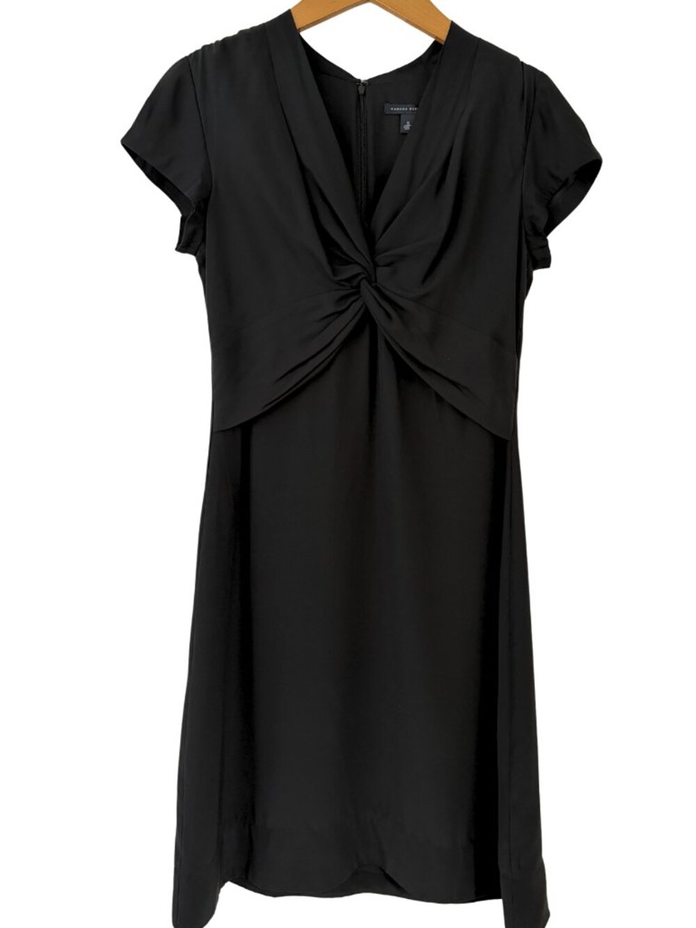 Banana Republic Black 100% Silk Twist Front Sheath Dress 6
